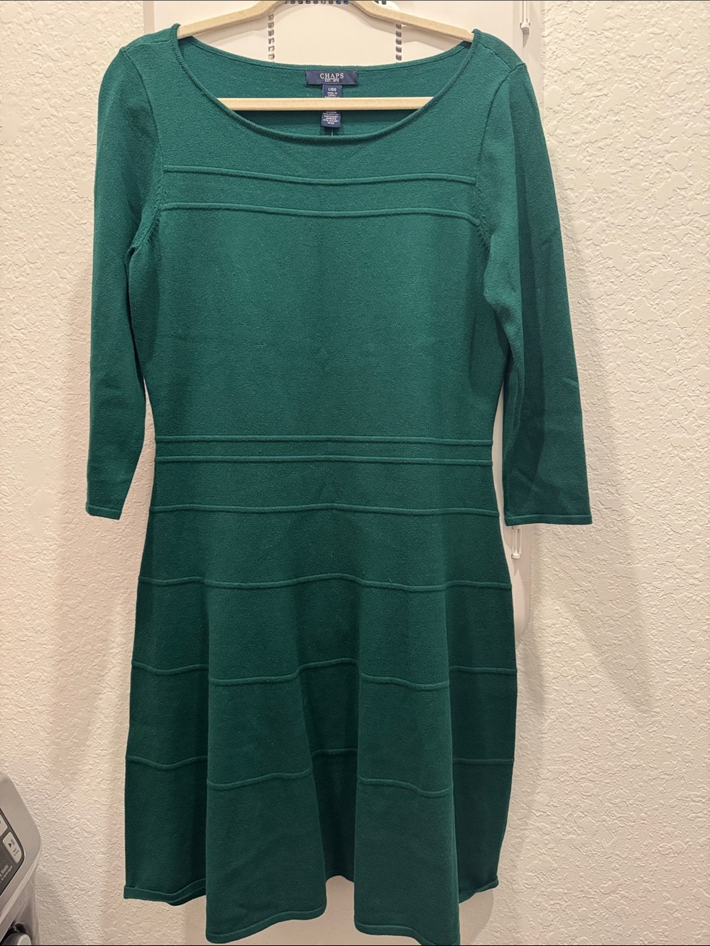 Chaps Emerald Green Knit Fit-and-Flare Dress